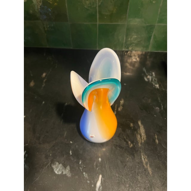 Mid-Century Modern 1970s Signed Murano Colorful Flower Vase For Sale - Image 3 of 10