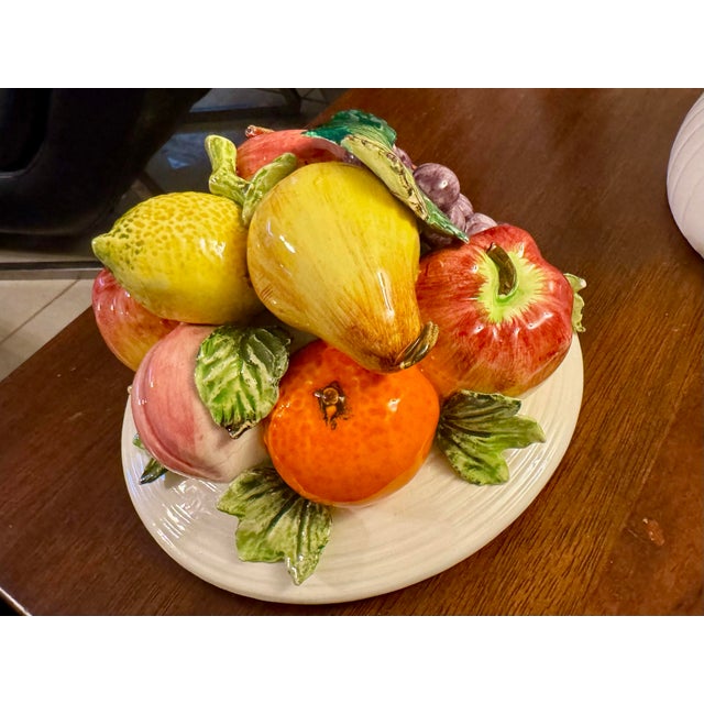 Ceramic Vintage Arco Italian Majolica Style Fruit Compote Candy Dish With Lid – Ceramic Pedestal Bowl – Hollywood Regency Deco For Sale - Image 7 of 12