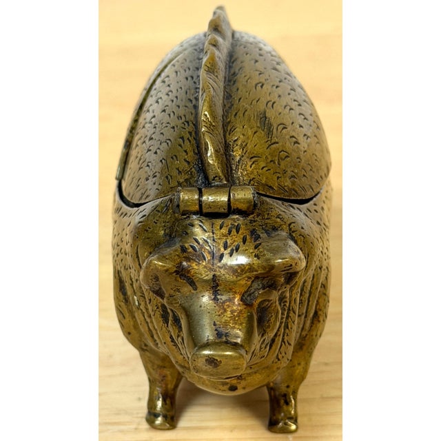 19th Century Victorian English Brass Figural Pig Inkwell with Articulated Back Lids, C. 1875 For Sale - Image 5 of 18
