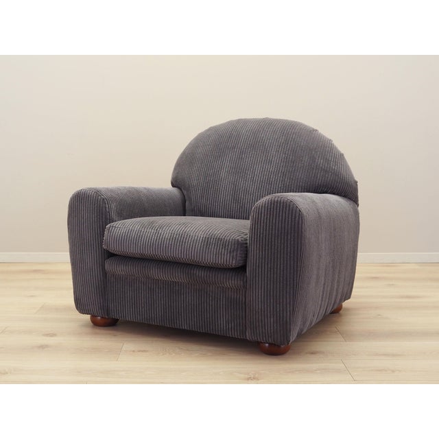 Italian Grey Velour Armchair, 1980s For Sale - Image 3 of 14