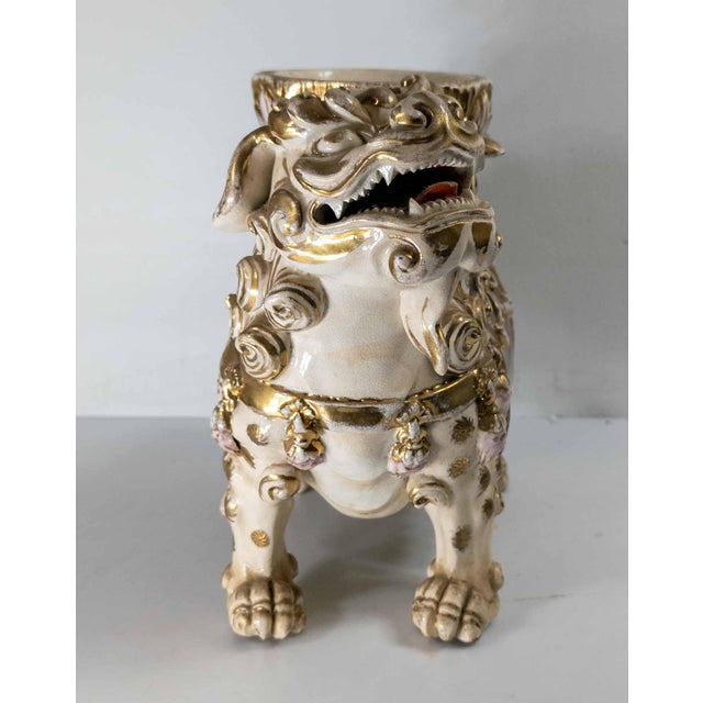 19th or 20th Century Japanese Meiji Style Satsuma Foo Dog Pedestal Base For Sale - Image 4 of 17