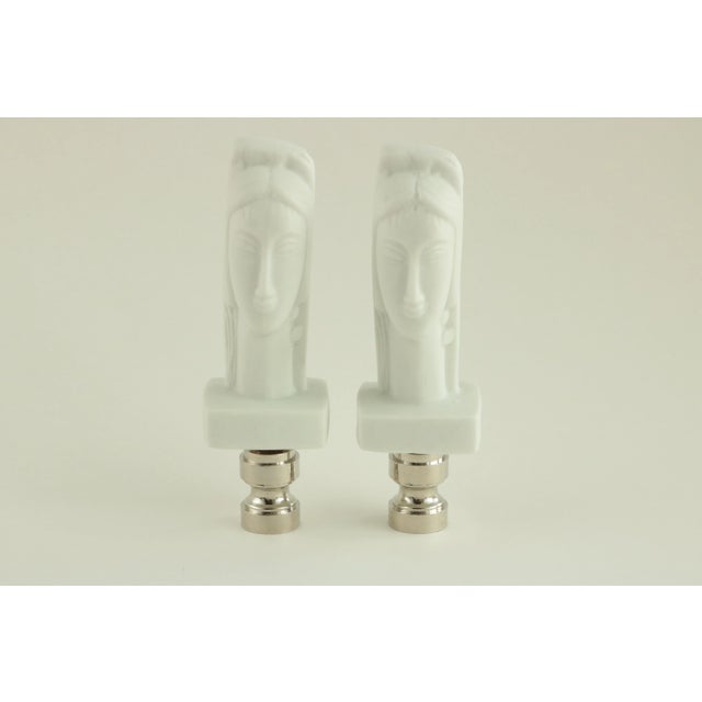 Not Yet Made - Made To Order Modigliani Head of a Woman Lamp Finials - a Pair For Sale - Image 5 of 5