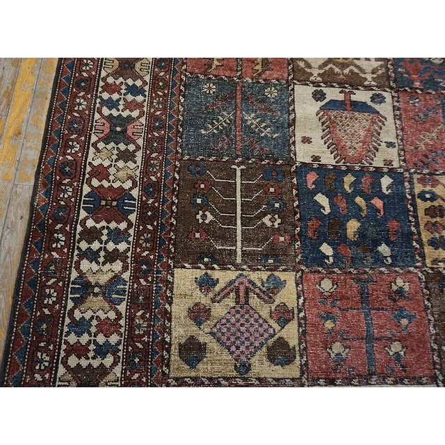 1920s Multicolor Garden Geometric Antique Persian Bakhtiari Carpet 6'9'' X 9'' Knotted Wool Rug For Sale In New York - Image 6 of 9