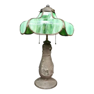 Bronze & Slag Glass Table Lamp
