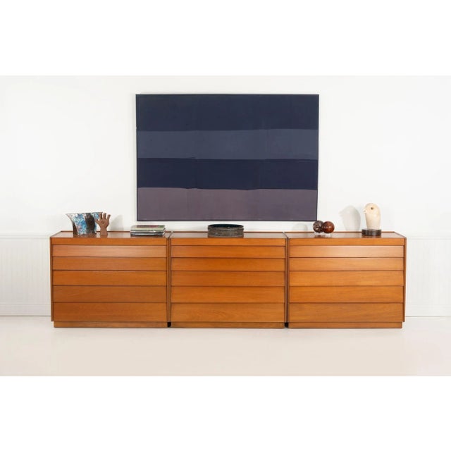 Edward Wormley for Dunbar, Set of Three Louvered Dressers in Mahogany Set of three dressers in warm mahogany, each...