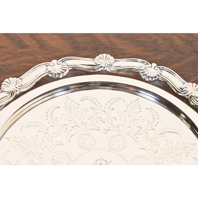 Late 19th Century Tiffany & Co. Antique Victorian Sterling Silver Footed Serving Tray For Sale - Image 5 of 10