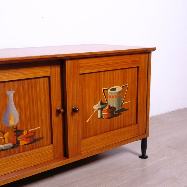 Mid-Century Sideboard in Hand-Painted Wood, 1950s For Sale - Image 17 of 18