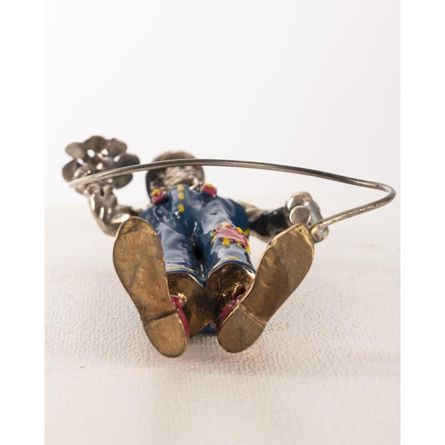 Italian Clowns in Enamelled Sterling Silver from Sorini, Italy, 1970s, Set of 2 For Sale - Image 16 of 18