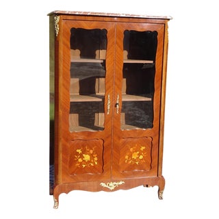 Small Louis XV Marquetry Display Case, 1950s For Sale