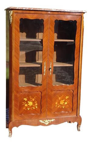 Small Louis XV Marquetry Display Case, 1950s