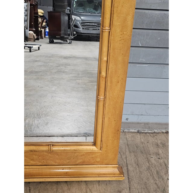 Late 20th Century Baker Birdseye Maple and Faux Bamboo Mirror For Sale - Image 11 of 12