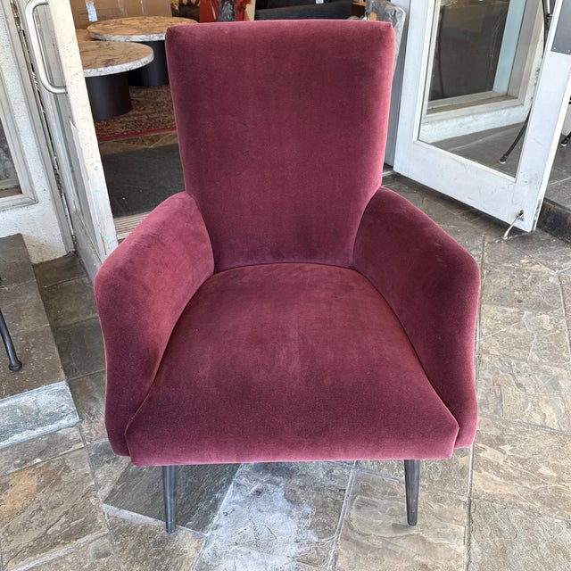 Julia Katrine Designs Burgundy Silk Velvet Accent Chair For Sale - Image 4 of 12