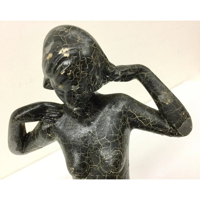 Antique Crackle Painted & Cast Metal Nude For Sale - Image 5 of 11