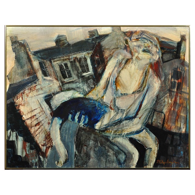 Paul Waplington, Knocked Out, 1970s, Mixed Media Painting, Framed For Sale