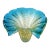 Vintage Murano Barovier Toso Blue Rim Gold Flecks Ribbed Surface Italian Art Glass Seashell Sculptural Bowl For Sale