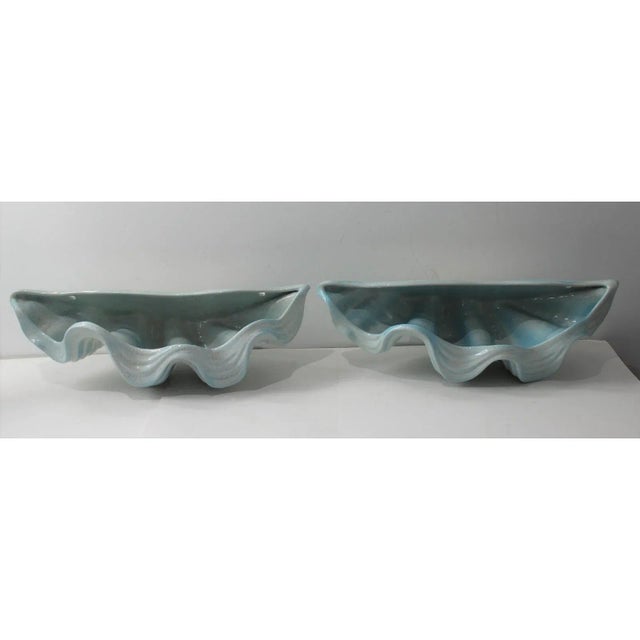 Wall Pockets Clam Shell Ceramic - A Pair For Sale - Image 11 of 13