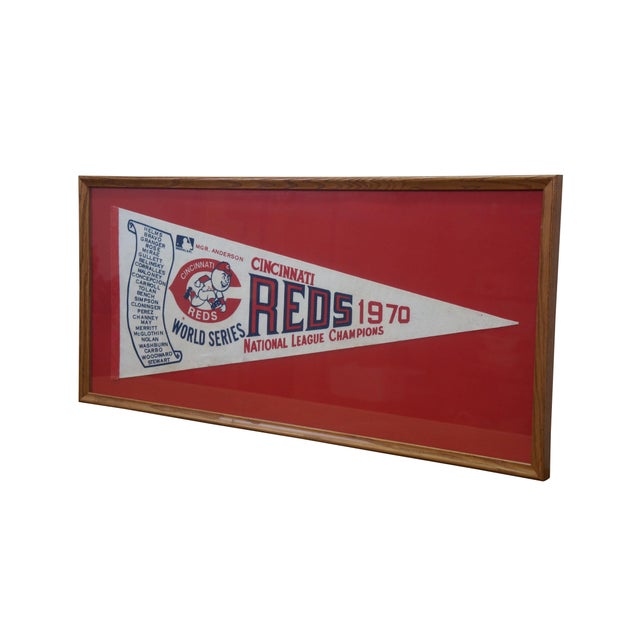 Rare vintage 1970 Cincinnati Reds National League Champions scroll pennant framed for display, celebrating the Big Red...