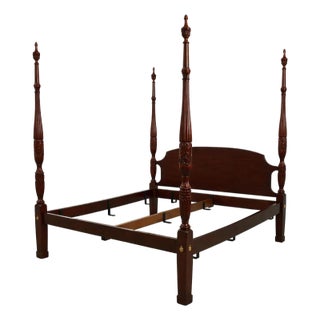 Henkel Harris King Size Mahogany Carved Poster Bed For Sale