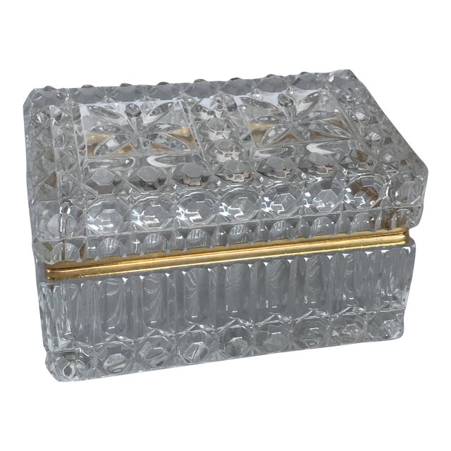 Vintage Crystal Glass Hinged Trinket Box Chairish