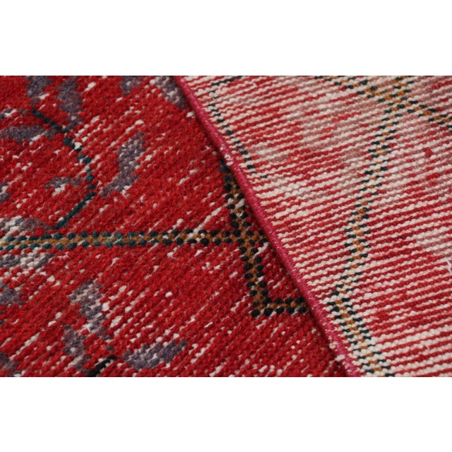 Textile Vintage Zeki Müren Runner in Red With Blue Geometric Patterns From Rug & Kilim For Sale - Image 7 of 7