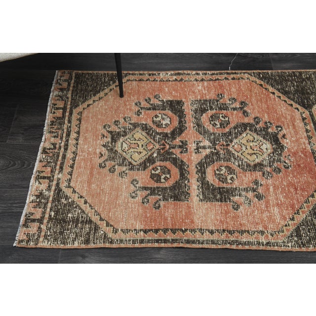 Textile 1970s Vintage Turkish Oushak Handmade Wool Cotton Orange Runner Rug For Sale - Image 7 of 11