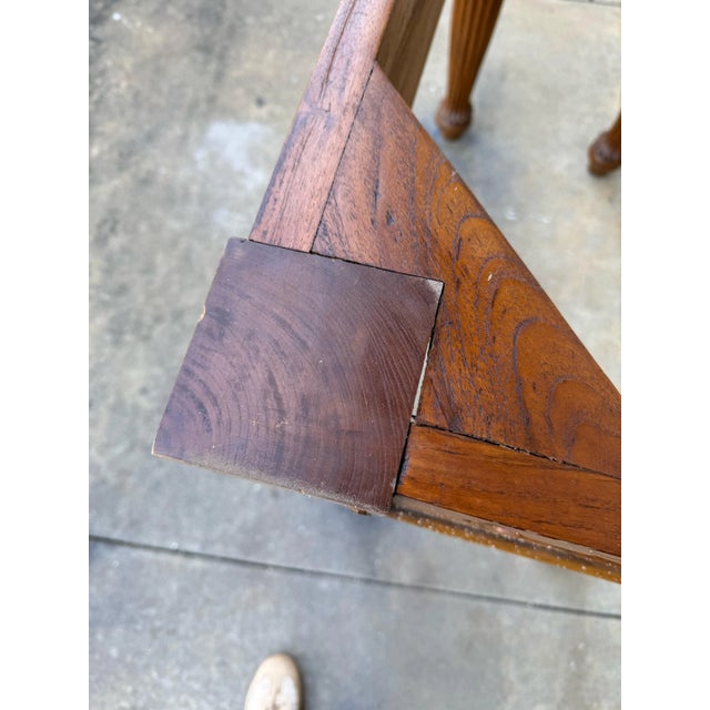 Folk Art Inspired Carved Walnut Fish & Shell Motif Console Table W/ Marble Top For Sale - Image 4 of 8