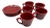 1950s Mid-Century Modern Burgundy "La Linda" Ceramic Coffee Mug W/ Saucer by Bauer, Set of 5 For Sale