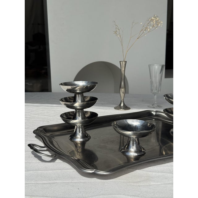Silver Stainless Steel Serving Tray by Guy Degrenne, 1980s For Sale - Image 4 of 15