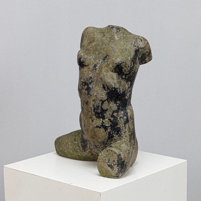 This expressive female torso sculpture by francine govers, created in the netherlands in the 1990s, reflects a raw and...