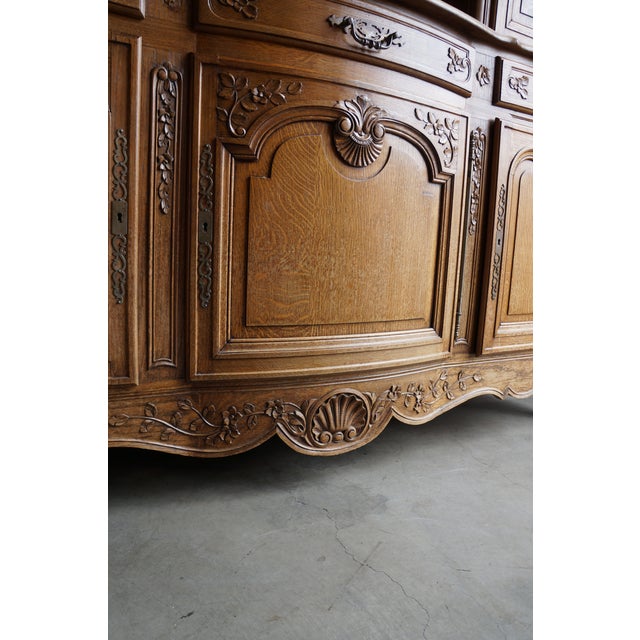 French Provincial Antique French Oak China Hutch For Sale - Image 3 of 9