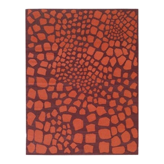 6x8 Yellow Flat Weave Wool Organic Tessellation Vintage Mid Century Carpet Rug For Sale