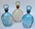 Mid-20th Century American Blown Glass Flasks Decanter Bottles Friendship Horn of Plenty Blue Amber - Set of 3 For Sale - Image 18 of 18