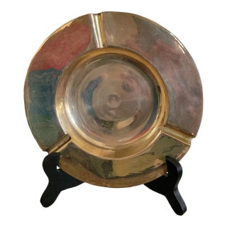 Mid Century Round Brass Ashtray For Sale
