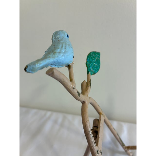 Vintage Cast Iron Bird Easel Display Stand With Blue Bird For Sale - Image 9 of 11