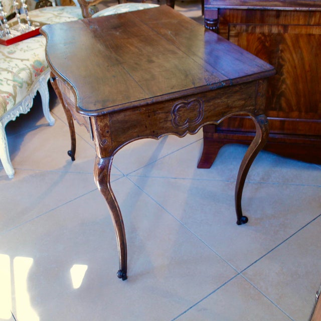 French Provincial Louis XV Period Carved Walnut Writing Table or Side Table For Sale - Image 6 of 13