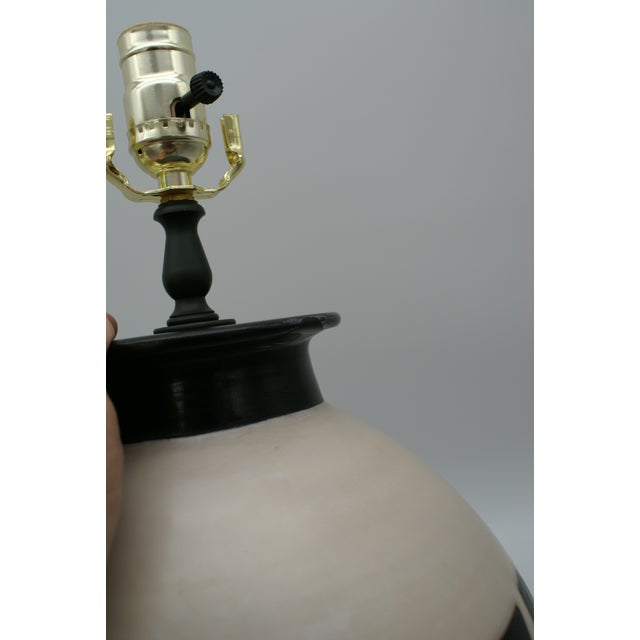 Ivory Late 20th Century Black & Ivory Geometric Chulucanas Pottery Lamp – Handcrafted Peruvian Art-Inca Style #1 For Sale - Image 8 of 9