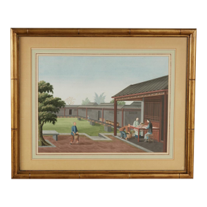 Antique Chinese Gouache Painting With Figures