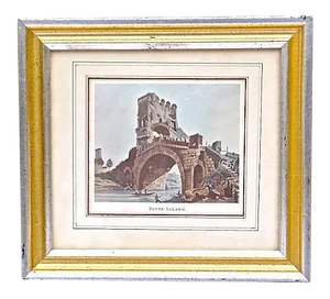 Antique Roman Bridge Ruins Engraving