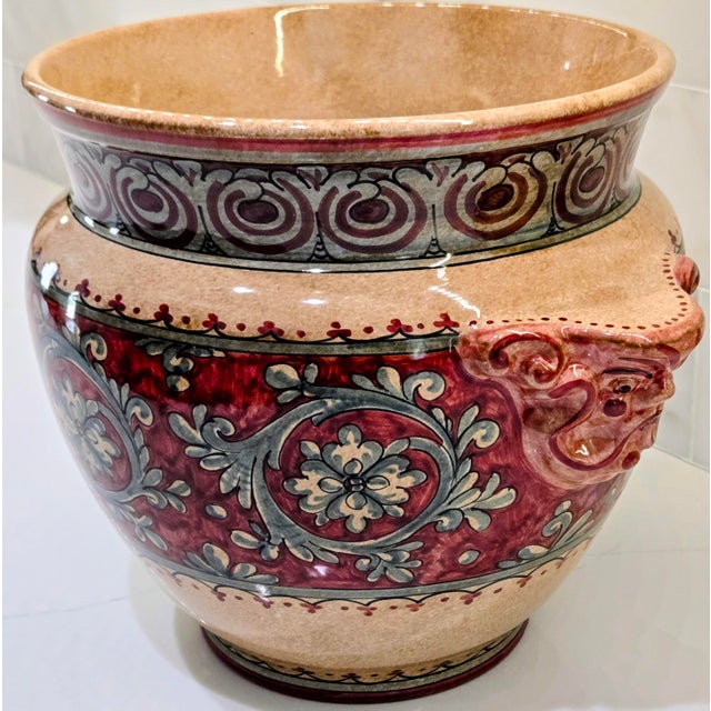 Late 20th Century Biagioli Ceramiche Gubbio Italian Majolica Jardiniere – Hand-Painted Vintage Ceramic Planter For Sale In Dallas - Image 6 of 12