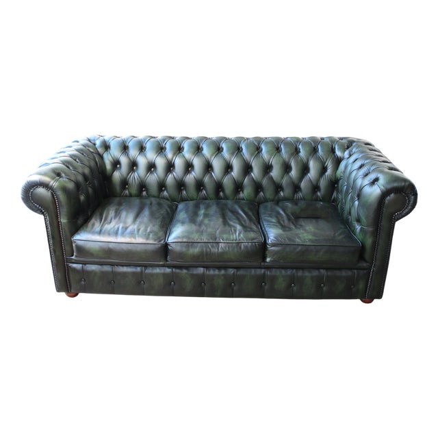 Chesterfield Sofa and Lounge Chair, 1960s, Set of 2 For Sale