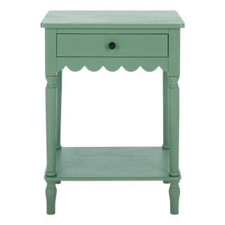 Heaven Scalloped 1 Top Drawer Accnt Table in Sage Green For Sale