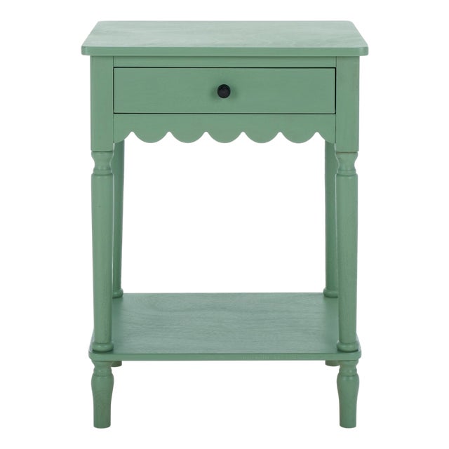 Heaven Scalloped 1 Top Drawer Accnt Table in Sage Green For Sale