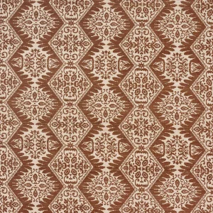 Schumacher Berkeley Hand Printed Silk Fabric In Chestnut