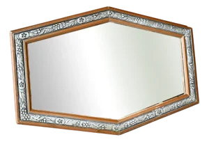 Art Deco Hexagonal Silver and Gold Mirror, 1940s