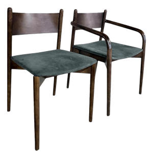Mid-Century Modern Dining Chairs in Dark Wood, 1960s, Set of 2