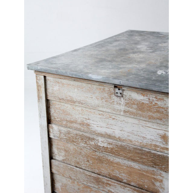 Antique Farmhouse Kitchen Work Table With Galvanized Top For Sale - Image 14 of 18
