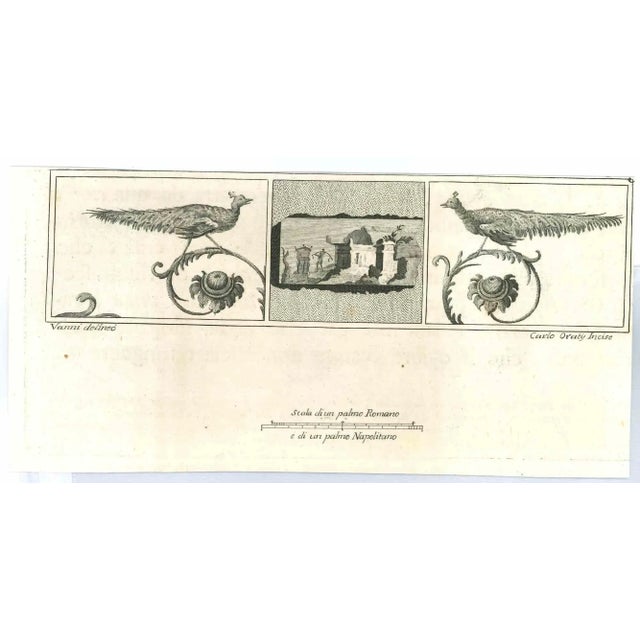 Ancient roman drawings, from the series "antiquities of herculaneum", is an original etching on paper realized after a...