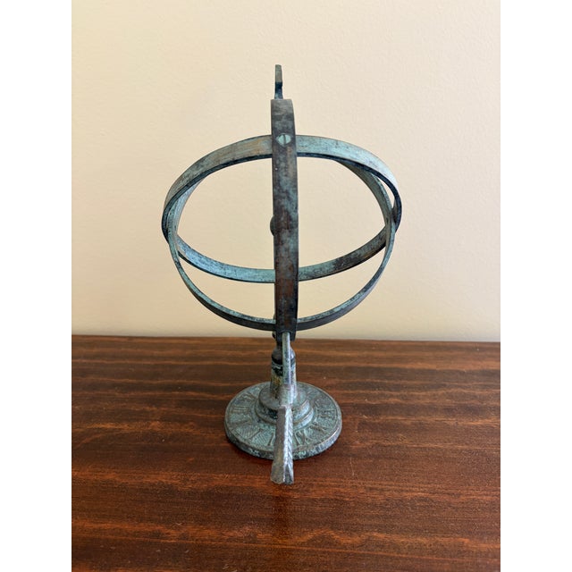 Metal Late 20th Century Rustic Verdigris Iron Armillary Sphere – European Garden Accent For Sale - Image 7 of 9