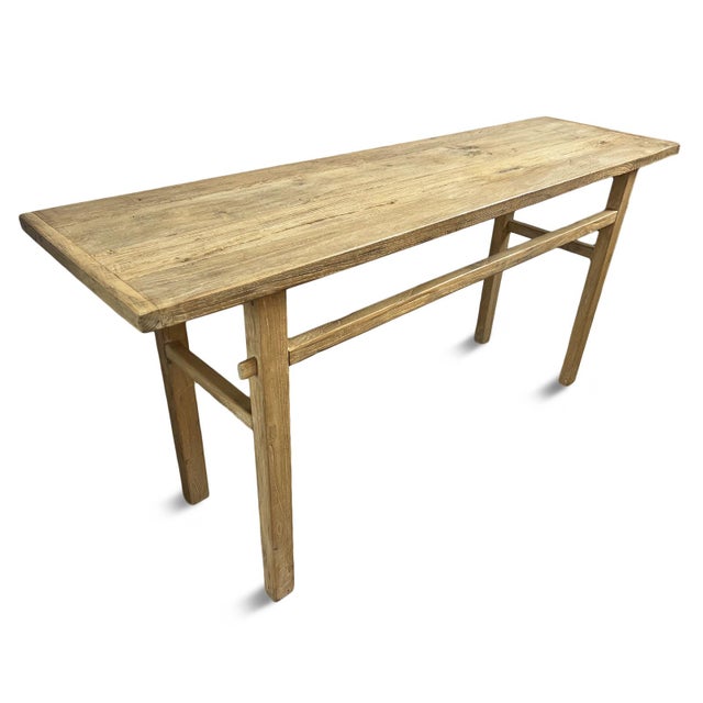 Mid 20th Century Natural Vintage Elm Simple Console Table For Sale - Image 5 of 9