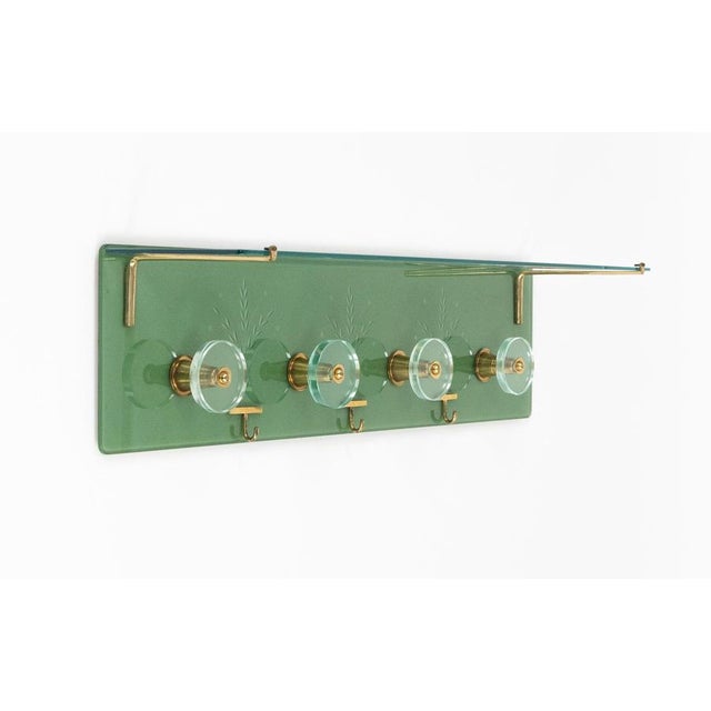 Mid-Century Coat Rack Shelf in Glass and Brass attributed to Cristal Arte, Italy, 1950s For Sale - Image 4 of 17